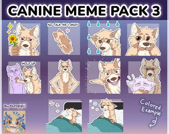 Digital Furry Canine Wolf Sticker/ Emote Base Meme Pack 3 Discord Telegram Stickers
