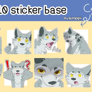 Furry Canine Sticker Base Meme Pack 1 | Wolf & Fox Meme Emotes | Editable Digital Stickers for Telegram, Discord, Art Commissions