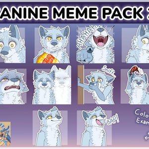Digitalt klistermärke med pälskling och varg/emotebas-memepaket med 2 Discord-telegramklistermärken