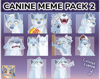 Digital Furry Canine Wolf Sticker/ Emote Base Meme Pack 2 Discord Telegram Stickers