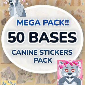MEGA-PACKUNG! 50 Basen! Digitaler Pelz Canine Wolf Hund Aufkleber / Emote Basis Telegramm Discord Aufkleber