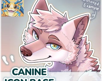 Base de icono de lobo digital: Plantilla de arte canino peludo (PSD)