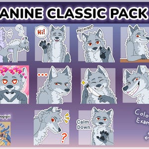 Digital Furry Canine Wolf Sticker/ Emote Base Pack 3 Discord Telegram Stickers