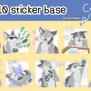 Lot de 4 autocollants canins / emotes autocollants Lot chien renard-loup | Stickers numériques pour Telegram et Discord
