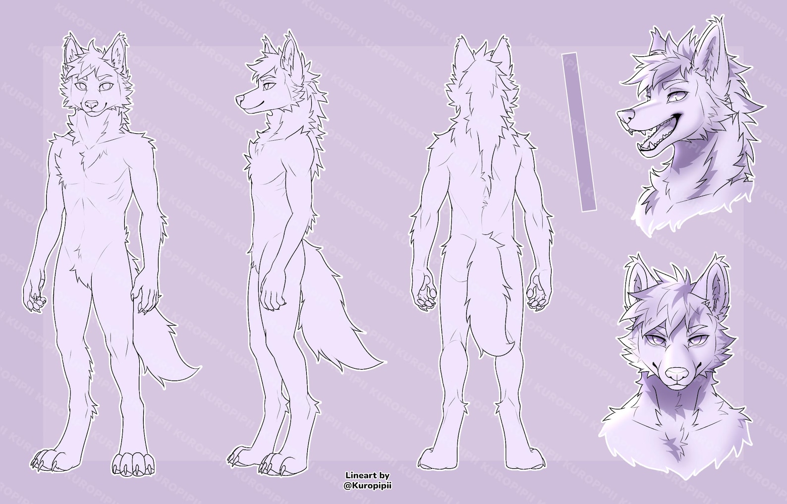 Digital Furry Wolf Canine Fursona Ref Sheet Base: Dog, Fox/ Reference ...