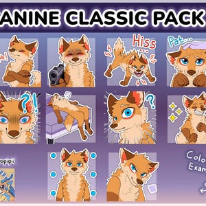Digital Furry Canine Wolf Sticker/ Emote Base Pack 2 Discord Telegram Stickers