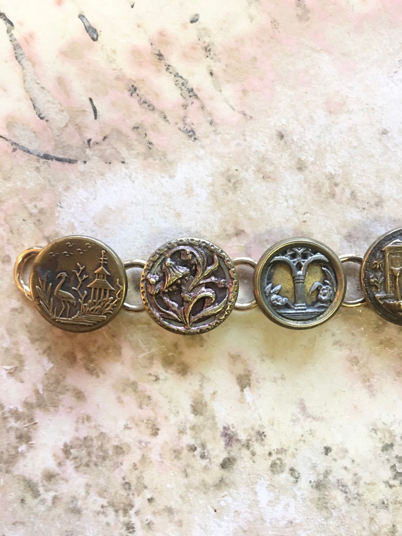 Antique Button Statement Art Repurposed Recycled Upcycled Bracelet