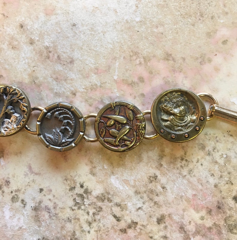 Antique Button Statement Art Repurposed Recycled Upcycled Bracelet