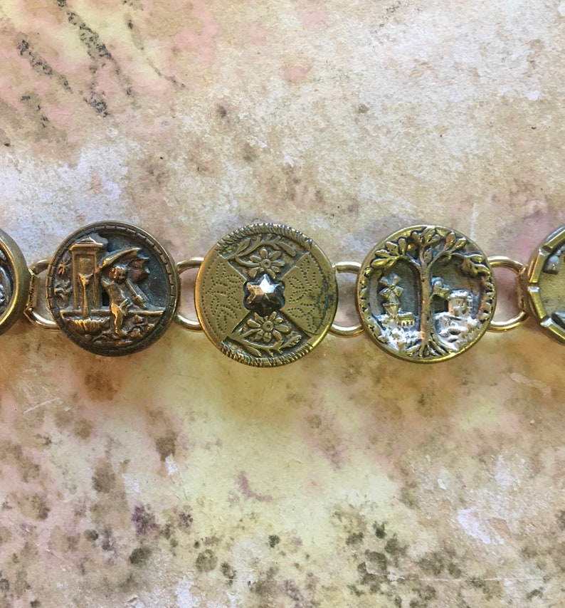 Antique Button Statement Art Repurposed Recycled Upcycled Bracelet