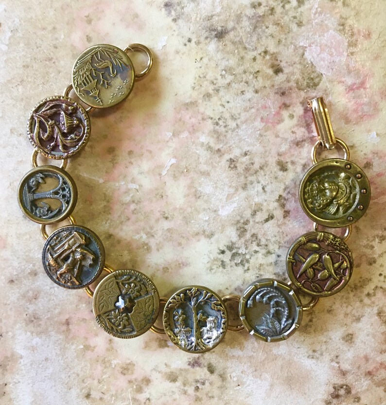 Antique Button Statement Art Repurposed Recycled Upcycled Bracelet