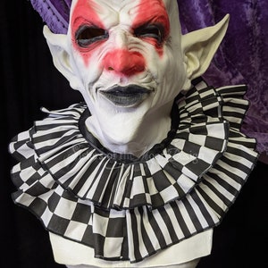 Clowncore Black & White Stripes Karo Clown Halskragen Harlekin Halskrause Rüsche Krawatte pierrot Cosplay Halloween Kostüm SistersEnchanted