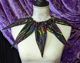 Schwarzer Regenbogen Lack Splatter Jester Kragen wies Clown Hals Stück elastisch pierrot Kragen Clown Cosplay Halloween Kostüm SistersEnchanted