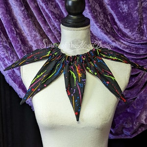 Schwarzer Regenbogen Lack Splatter Jester Kragen wies Clown Hals Stück elastisch pierrot Kragen Clown Cosplay Halloween Kostüm SistersEnchanted