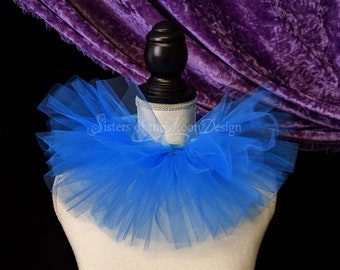 Bleu turquoise tulle col col col manchette Trois couches clown bouffon volant ruff halloween costume cosplay cravate sur ruban - SistersEnchanted