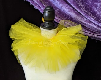 Golden Yellow tulle col col manche manchette de clown trois couches bouffon volant ruff halloween costume cosplay cravate sur ruban - SœursEs enchantées