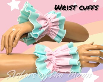 Custom Color Clown ruffle wrist cuffs set wristlets Anklets Clowncore costume accessories Pierrot Cosplay Halloween Circus Kidcore Bracelet