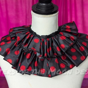 Schwarz & Rot Polka Dot Clown Halskragen Clowncore Band Krawatte auf Harlekin Peridot Kragen Cosplay Halloween Kostüm-SistersEnchanted