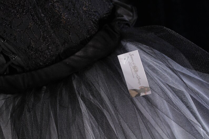 All Sizes SIstersEnchanted Black white Bustle belt ribbon tie on trimmed burlesque dancer halloween costume dance wear carnival