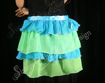 Rave UV Bustle tie on neon yellow & blue rave festival outfit raver hooper dance club kid burlesque edm Halloween costume OOAK Ready to Ship