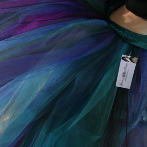 Massive Peacock burlesque tie on bustle layered tulle half tutu floor length dance dancer costume blue Halloween One Size XS-XLEnchanted image 5