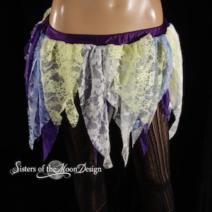 Flower Pixie tattered point skirt lace costume fairy playa boho belly dance purple -Ready to ship - Medium - Enchanted