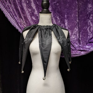 Black pointed Jingle bell clown collar jester Neck piece elastic neck pierrot collar clowncore cosplay halloween costume -SistersEnchanted