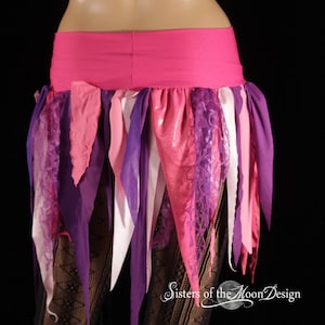 Pixie tattered point skirt lace gothic costume fairy playa boho belly dance purple pink -Ready to ship- XSmall - Enchanted