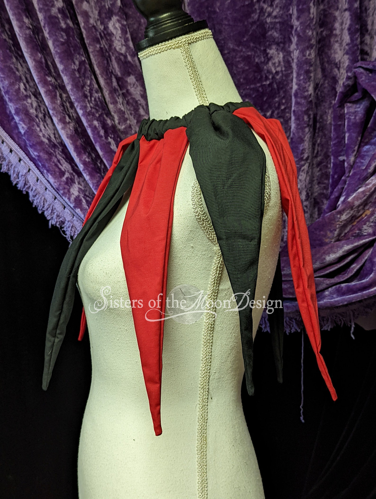 Black & Red Pointed Clown Collar Jester Neck Piece Elastic - Etsy