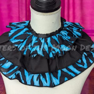 Black & Blue Zebra Clown Halskragen Clown Rüschen Band Krawatte Harlekin Peridot Kragen Cosplay Halloween Kostüm -SistersEnchanted