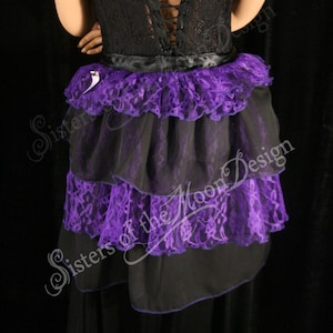 Neo Victorian lace Bustle ribbon tie on purple black beautiful burlesque halloween costume formal wedding - Ready to ship