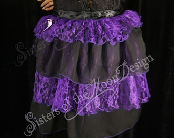 Neo Victorian lace Bustle ribbon tie on purple black beautiful burlesque halloween costume formal wedding - Ready to ship