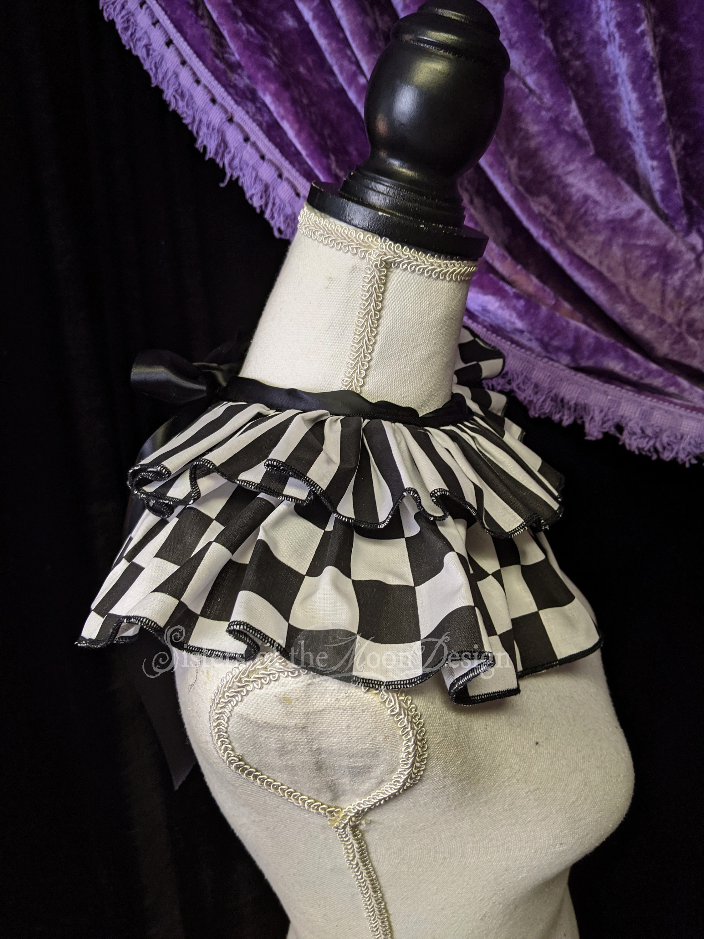 Clowncore Black & White Stripes Check Clown Neck Collar Harlequin Neck ...