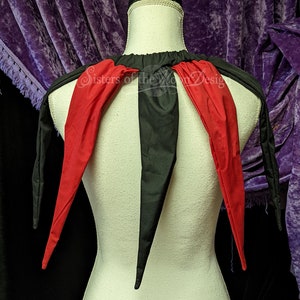 Black & Red Pointed Clown Collar Jester Neck Piece Elastic Neck Pierrot ...