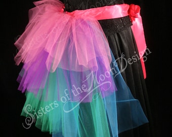 Tulle bustle belt ribbon tie on pink purple green blue burlesque dance costume bridal wedding bachelorette -One Size XS- Plus