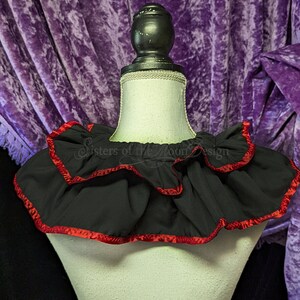 Black & Red Trim Clown Collar Harlequin Neck Ruff Ruffle Two Tone ...