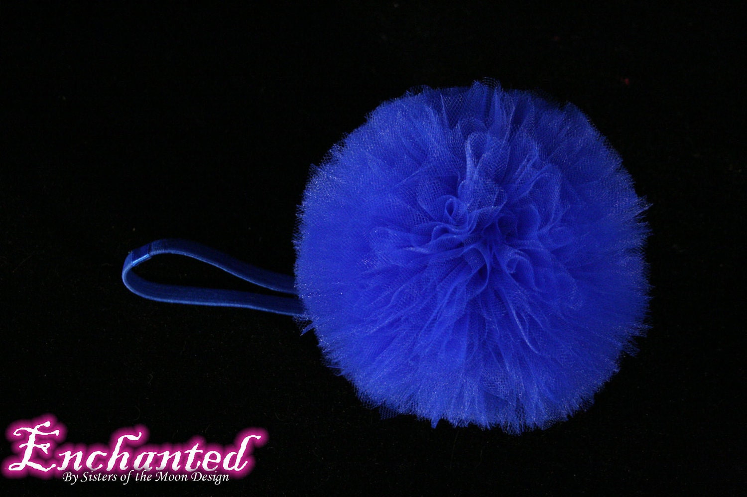 Royal Blue Pom pom headband tutu tulle hair bow pompom perfect Etsy