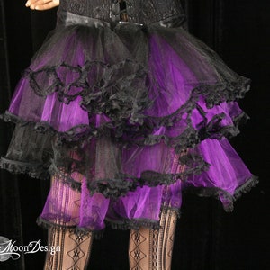 Bustle wrap ribbon tie on purple black lace trimmed burlesque Halloween dance dancer costume formal bridal Gothic goth Lolita - All Sizes