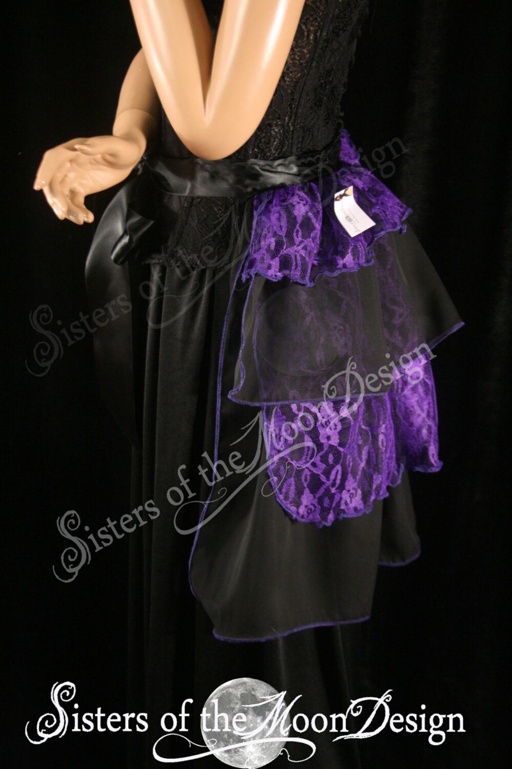 Neo Victorian lace Bustle ribbon tie on purple black beautiful | Etsy