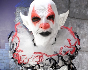 White Black red tulle Neck collar neck ruff lace ribbon trim harlequin clown cosplay gothic halloween costume ruffles - SistersEnchanted