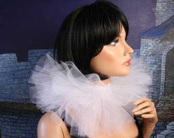 Custom Color tulle neck collar Three layer neck cuff ruffle ruff clown collar jester cosplay halloween costume ribbon tie on Sistersenchaned