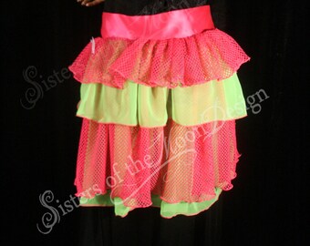 Raver UV Bustle ribbon tie on neon pink yellow club kid burlesque halloween costume formal wedding - Ready to ship