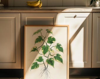 pothos plant print | plant wall art | plant posters | leaf prints | botanical art | gift for plant lover | plant aesthetic