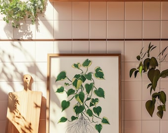 pothos print | plant wall art | plant posters | leaf prints | botanical art | gift for plant lover | plant aesthetic