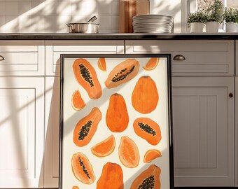 papaya print | wall art | fruit poster | print | wall poster art | wall print aesthetic | kitchen print