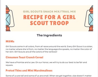 Girl Scouts Trail Mix Recipe for a Girl Scout Troop Snack Printable