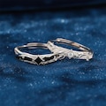 Dawn and Dusk Sterling Silver Couple's Ring Set, Gift For Her, Anniversary Adjustable Rings,