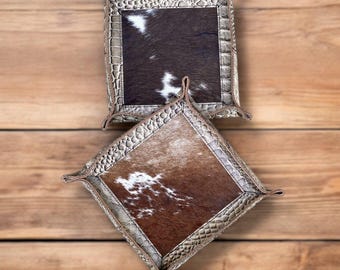 Mini plateau de luxe en cuir avec motif crocodile en relief