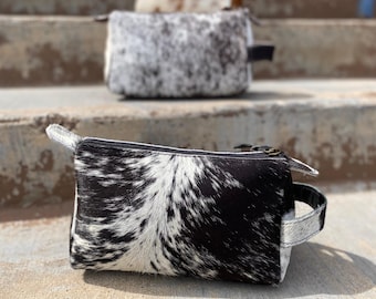 Black Cowhide Kit Bag Toiletry - Western Chic Travel Accessory