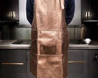 Leather Apron with Foil Embossing - Brown