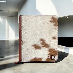 Tan Cowhide Portfolio Organizer with Strap